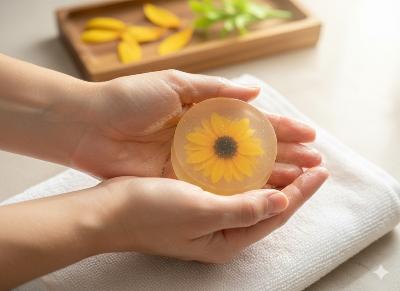 Picture of Handmade Sunflower Glycerine Soap – 60gm | Naturally Moisturizing & Gentle on Skin