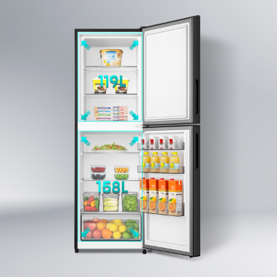 Picture of Hisense 277 Liter Top Mount Frost Glass Door Refrigerator Fusion Blue (RTDG276NAFB/BD3)