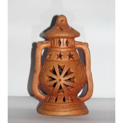 Picture of Clay Hurricane(হারিকেন) 10'' inch Handcrafted Showpiece – Terracotta(পোড়ামাটি) - Candle
