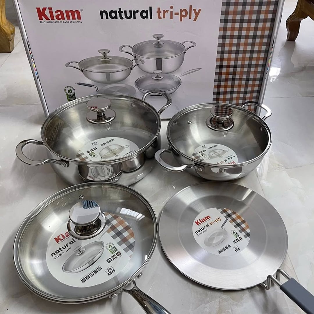 Picture of Kiam Premium Natural Tri-Ply Stainless Steel-7Pcs Cookware Set