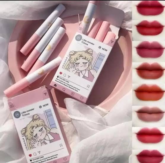 Picture of 8 Pcs/set of Cigarete tube lip glaze set matte white lipstick student gift Lipstick set- 8 color/set