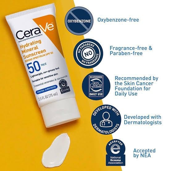 Picture of CeraVe 100% Mineral Sunscreen SPF 50 (USA) new(Glow N Touch Beauty)
