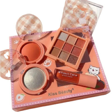 Picture of KISS BEAUTY MAKEUP SET 4in1 CAT CLAW MAKEUP SET PEACH BEAUTY MAKEUP PALETTE SET