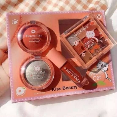 Picture of KISS BEAUTY MAKEUP SET 4in1 CAT CLAW MAKEUP SET PEACH BEAUTY MAKEUP PALETTE SET