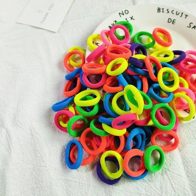Picture of 100 Pcs/set Baby Girl Rubber Bands Kids Elastic Hair Bands for Children Mixed Colors Mini Ponytail Holder Baby Hair Accessories