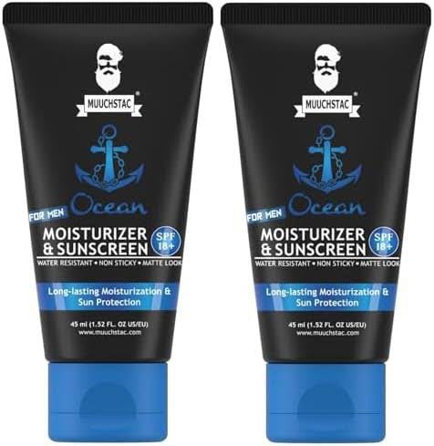 Picture of Muuchstac Mens Ocean Moisturizer & Sunscreen Matte Look Spf 18+ Cream With Turmeric & Aloe Vera Beads, Non-Sticky & Water Resistant 45 Ml - All