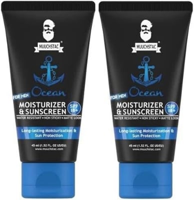 Picture of Muuchstac Mens Ocean Moisturizer & Sunscreen Matte Look Spf 18+ Cream With Turmeric & Aloe Vera Beads, Non-Sticky & Water Resistant 45 Ml - All