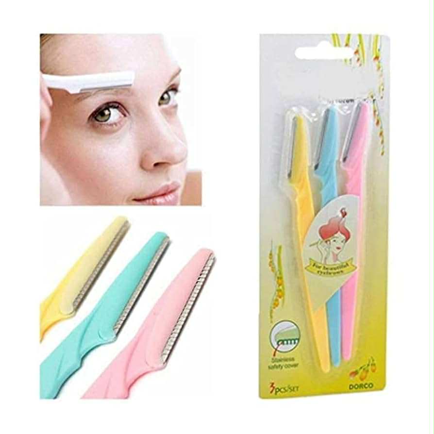 Picture of 3pcs Colorful Eyebrow Trimmer Face Hair Razors Women Eyebrow Shaver Hair Removal Makeup Tools 2025