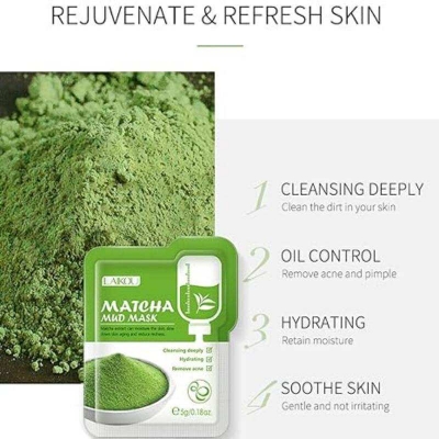 Picture of LAIKOU 5pcs Matcha Mud Face Mask Anti Wrinkle Night Facial Packs Skin Clean Dark Circle Moisturize Anti-Aging Skin Care