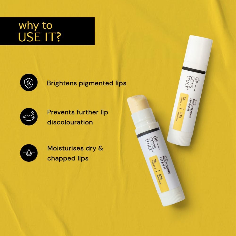 Picture of Deconstruct Brightening Lip Balm with SPF 30 | For Dark, Pigmented, Dry, Flaky Lips | Brightens Pigmented Lips | Vitamin C for Dark Lips | SPF 30 for Sun Damage - (4 gm) (seal open box) new