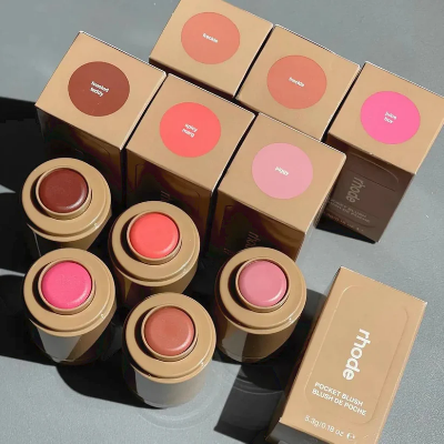 Picture of Rhode Cinnamon Roll Lip Balm Jelly Bean Lip Balm Gloss Lip Moisturizing Pocket Blush Stick Waterproof Blusher (Spicy Marg)