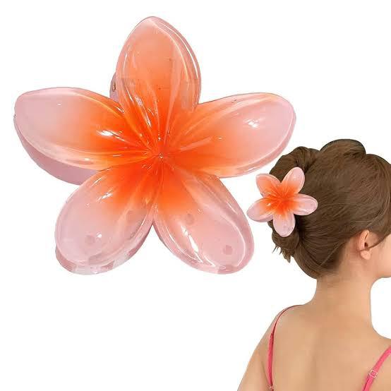 Picture of Flower Claw Clip for Women, Preppy Flower Hair Clip, Hawaiian Plumeria Hair Clip, Hawaii Hair Accessories for Thick Hair & Thin Hair, Gifts for Women Teen Girls