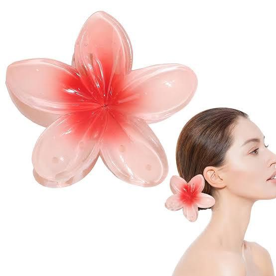 Picture of Flower Claw Clip for Women, Preppy Flower Hair Clip, Hawaiian Plumeria Hair Clip, Hawaii Hair Accessories for Thick Hair & Thin Hair, Gifts for Women Teen Girls