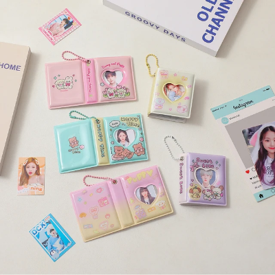 Picture of Cute Love Hollow Photo Album Mini PVC Small Card Storage Album with Pendant Cartoon Collect Book Album Decorative