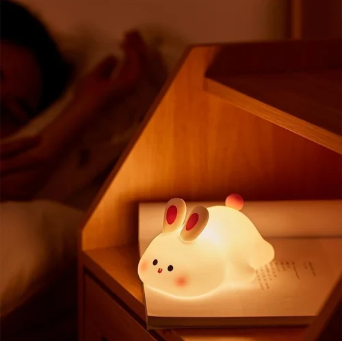Picture of Rabbit LED Night Light Living Room Cute rabbit Plastic Lamp Bedside Decor Creative Kids Night Light Birthday Gift Cake Decor