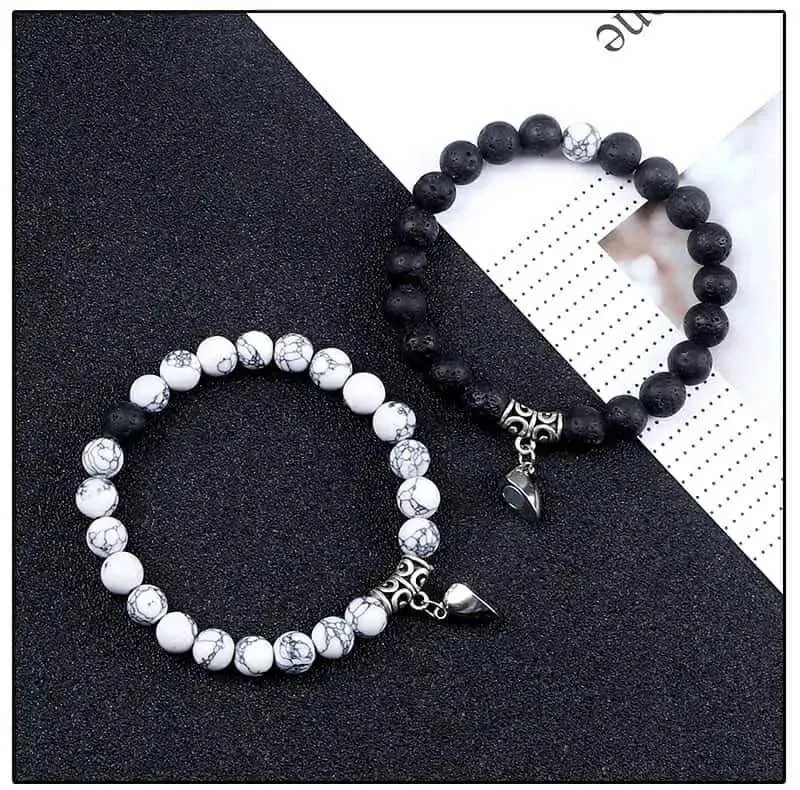 Picture of Couple Magnetic Heart Charm Bracelet - Stylish Matching Jewelry
