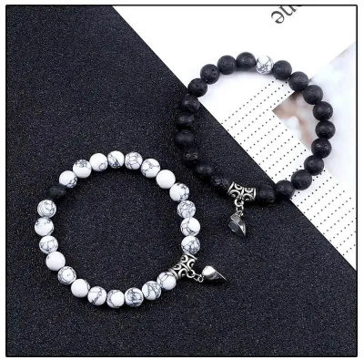 Picture of Couple Magnetic Heart Charm Bracelet - Stylish Matching Jewelry