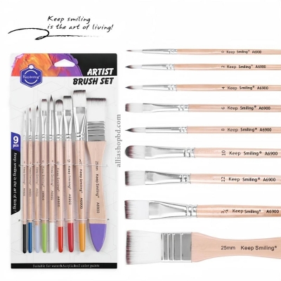 Picture of Keep Smiling Artist Nylon Hair Brush 10pcs Set