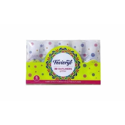 Picture of Fevicryl 3D Outliners Glitter Fabric & Multi-Surface - Set Of 5 Shades