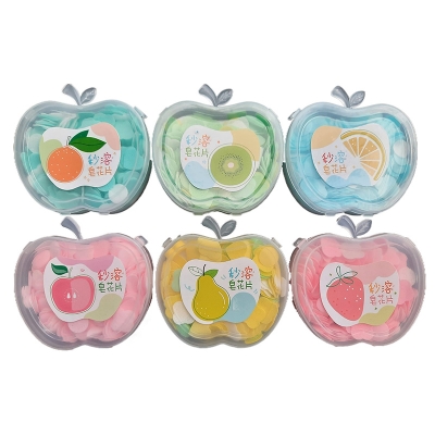 Picture of Travel Soft Paper Soap In Flower Design Apple Shape Plastic Box
