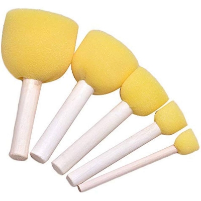 Picture of 5 Pcs Round Stencil Sponge Dabber Wooden Handle Foam Brush