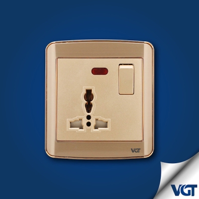 Picture of VGTEC  3 Pin MF Socket with switch (Golden series) 