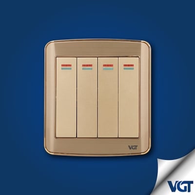 Picture of VGTEC  4 gang 1 way switch (Golden series) 