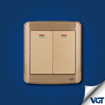 Picture of VGTEC  2 gang 1 way switch (Golden series) 