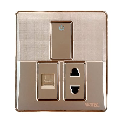 Picture of VGTEC Internet socket & 2 Pin socket with switch (Platinum series)