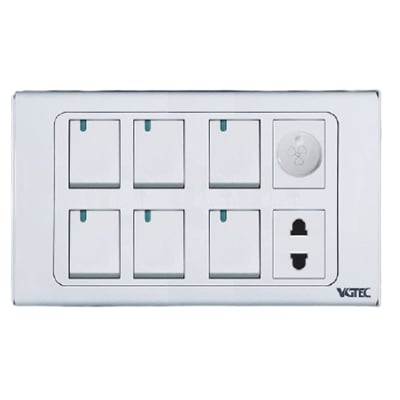 Picture of VGTEC  6 Gang switch with fan dimmer & 2 pin socket (Exclusive series)