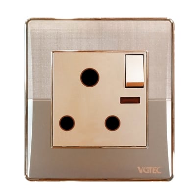 Picture of VGTEC  3 Pin round socket with switch  (Platinum series)