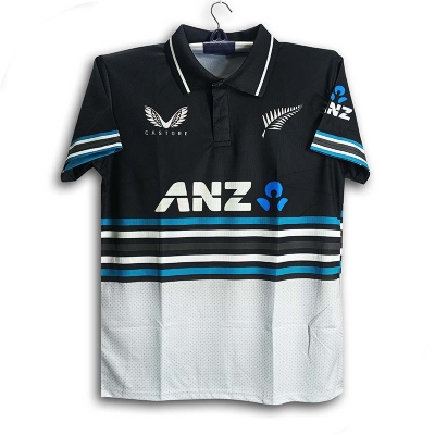 Picture of New Zealand Premium Premium Cricket Jersey For Men - Half Sleeve Collar polo t shirt - New Zealand Cricket Jersey 2026