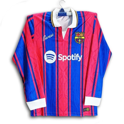 Picture of Barcelona Thai Premium Polo Football Jersey For Men - Long Sleeve Collar Polo Club Jersey - Barcelona Jersey 2026
