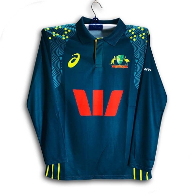 Picture of Australia Full Sleeve Collar Polo Cricket Jersey For Man - Long Sleeve Polo - Australia Cricket Jersey 2026