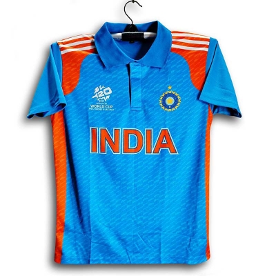 Picture of India T20 World Cup Jersey - Half Sleeve Collar Polo Jersey For Men - India Cricket Jersey 2026