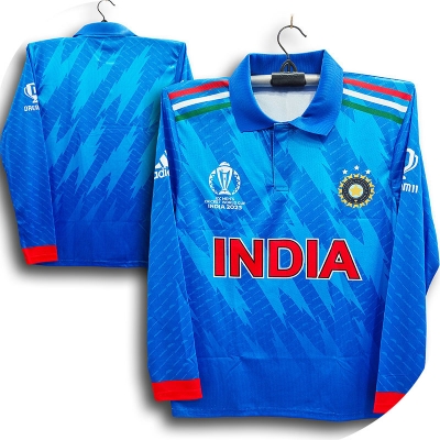Picture of India World Cup Jersey - Long Sleeve Collar Polo Jersey Cricket For Men - India Cricket Jersey 2026