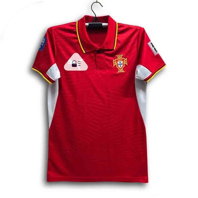 Picture of Portugal World Cup Jersey 2026 Thai Premium Football Jersey For Men - Half Sleeve Collar Polo Jersey - Portugal Jersey 2026