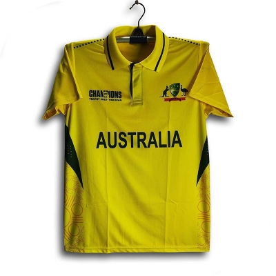 Picture of Australia Champions Trophy Jersey For Man - Half Sleeve Collar Polo Jersey - Australia Cricket Jersey 2026-27