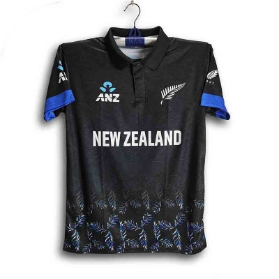 Picture of New Zealand Premium Cricket Jersey For Man - Half Sleeve Collar Polo Cricket T Shirt - New Zealand Jersey 2026