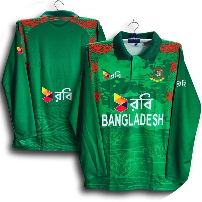 Picture of Bangladesh Full Sleeve Cricket Jersey For Men - Long Collar Polo ODI Jersey - Bangladesh Cricket Jersey 2026-27