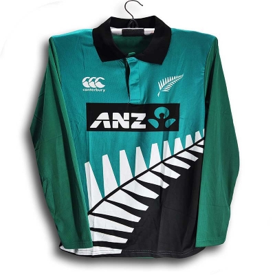 Picture of New Zealand Full Sleeve Polo Cricket jersey For Men - Long Sleeve collar polo jersey - New Zealand Jersey 2026-27