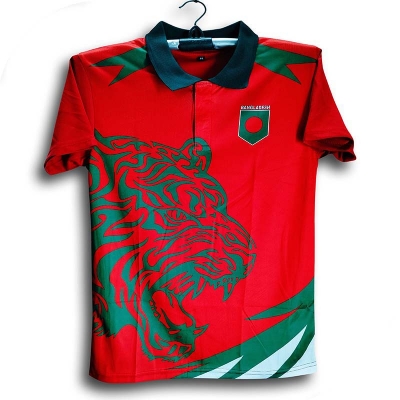 Picture of B-d Short Sleeve Collar Football Jersey for Man - Half Sleeve Polo - Bangladesh Fan Jersey