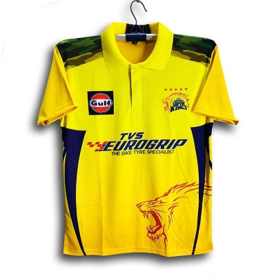Picture of Chennai Super King Short Sleeve Collar Polo IPL Jersey For Men - CSK IPL Jersey - Chennai Jersey 2024-2025