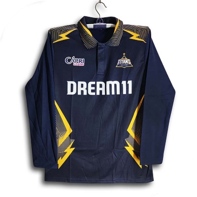 Picture of Gujarat Titans Full Sleeve Polo IPL Cricket Jersey For Men - GT Half Sleeve IPL Jersey - Gujrat Jersey 2025