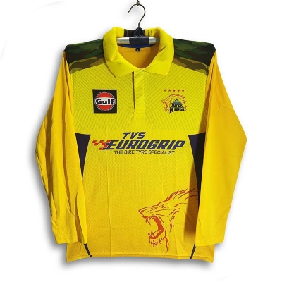Picture of Chennai Super King Full Sleeve Polo Cricket Jersey For Men - IPL CSK Full Sleeve Collar T Shirt - Chennai Jersey 2025