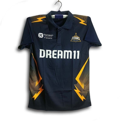 Picture of Gujarat Titans Short Sleeve Collar Polo IPL Cricket Jersey For Men - GT Half Sleeve Polo IPL Jersey - Gujrat Jersey 2026/27