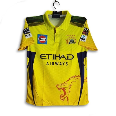 Picture of Chennai Super King Premium Short sleeve Polo Cricket Jersey For Men - CSK Half Sleeve IPL T Shirt - Chennai Jersey 2025-26