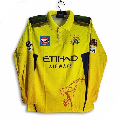 Picture of Chennai Super King Premium Full sleeve Polo Cricket Jersey For Men - CSK Long Sleeve IPL T Shirt - Chennai Jersey 2025-26
