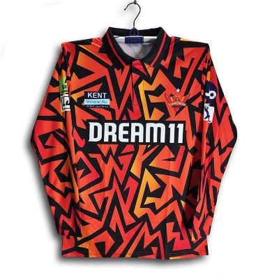 Picture of SunRisers Hyderabad Premium Cricket Jersey For Men - SRH Full Sleeve Collar Polo IPL Jersey - Hyderabad Jersey 2026