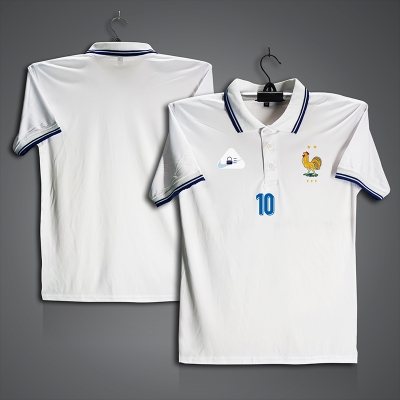 Picture of France 10 Football Jersey For Men - Half Sleeve Collar Polo t shirt - France 10 Jersey